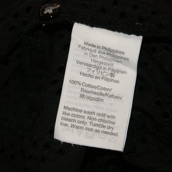 MADEWELL Black Eyelet Tiered Button-Back Top sz XS - Picture 10 of 15